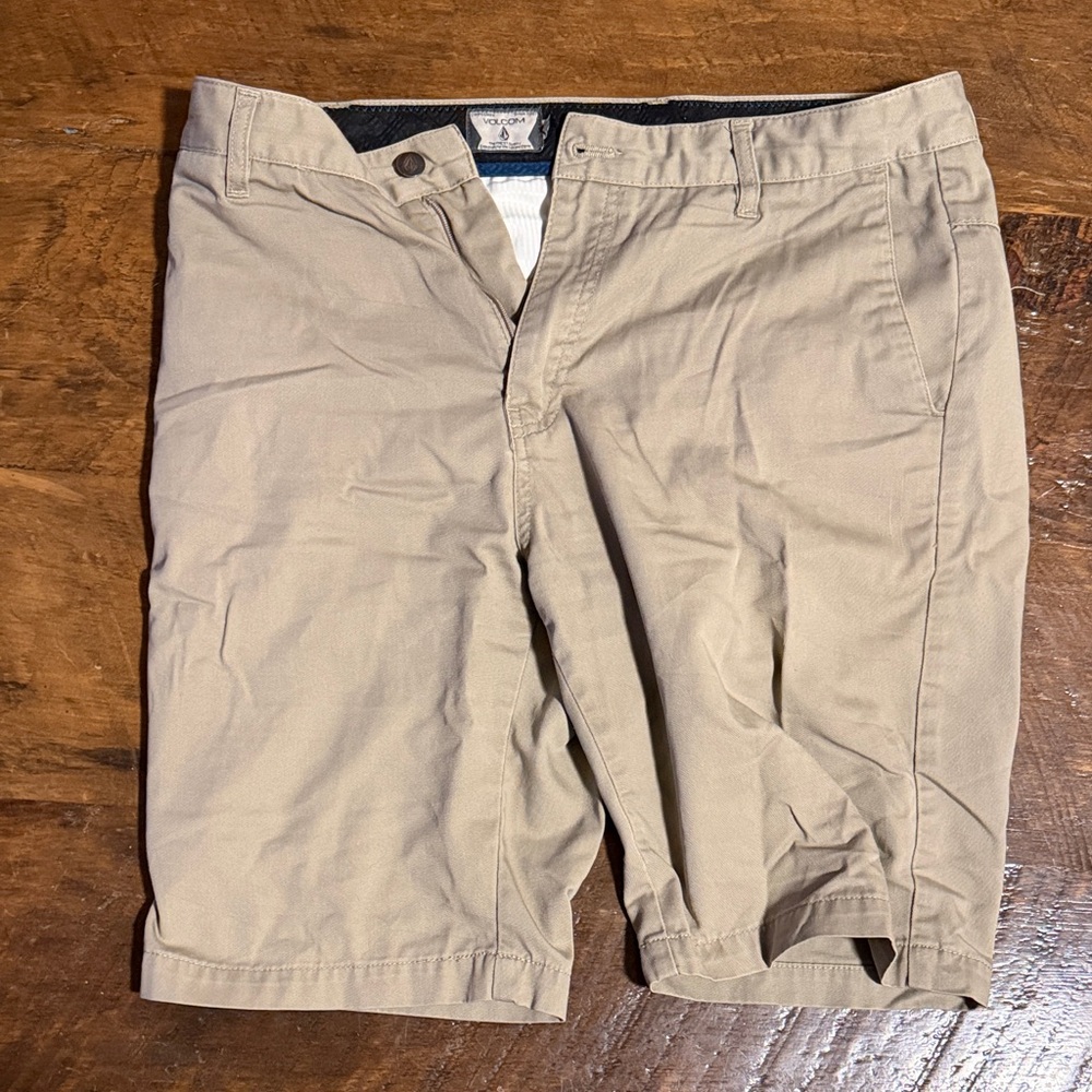 Volcom Men's Khaki Flat Front Shorts